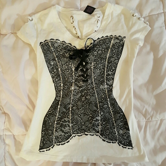 White Shirt With a Corset Print.