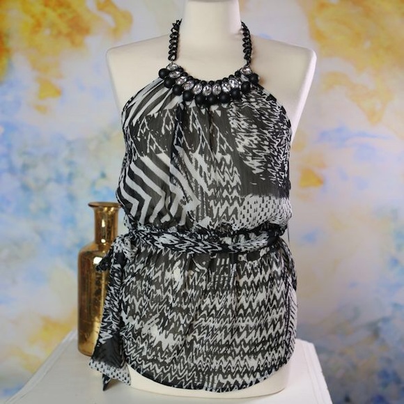 Animal print chiffon top