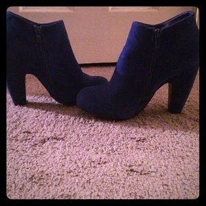 Blue velvet like booties brand new