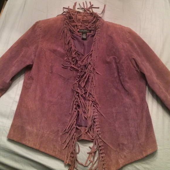 Maroon leather jacket with fringe