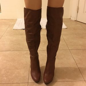 Brown over the knee boots