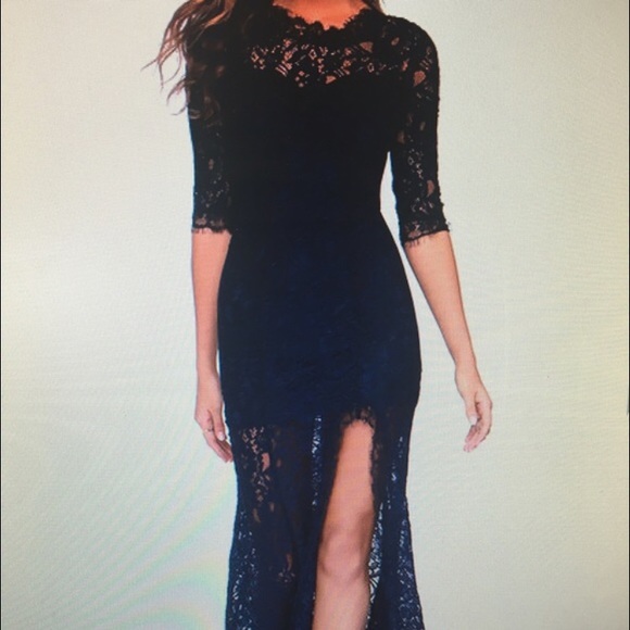 Lace Evening Gown (navy blue)