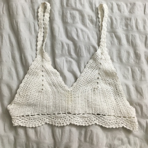 Crochet white bralette