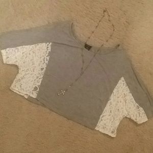 Grey and Lace Crop Top