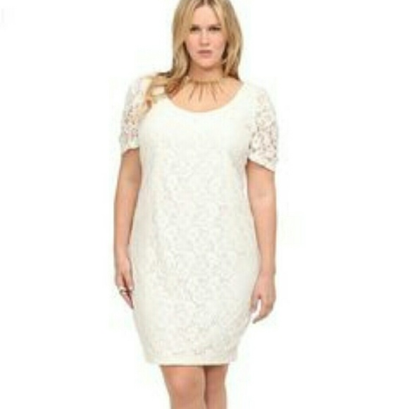 Torrid Off-White Crochet Sheath Dress