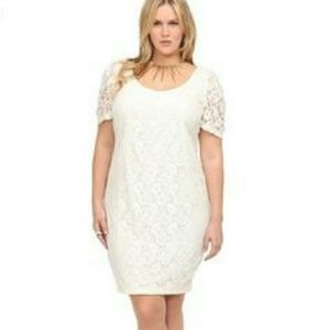 Torrid Off-White Crochet Sheath Dress