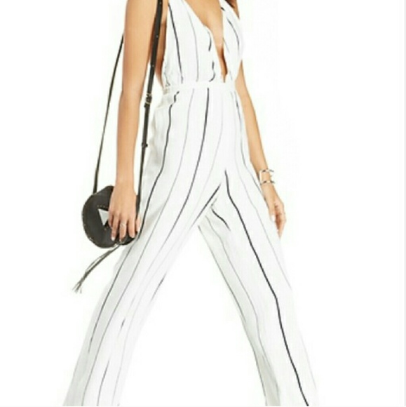White with black stripes romper.