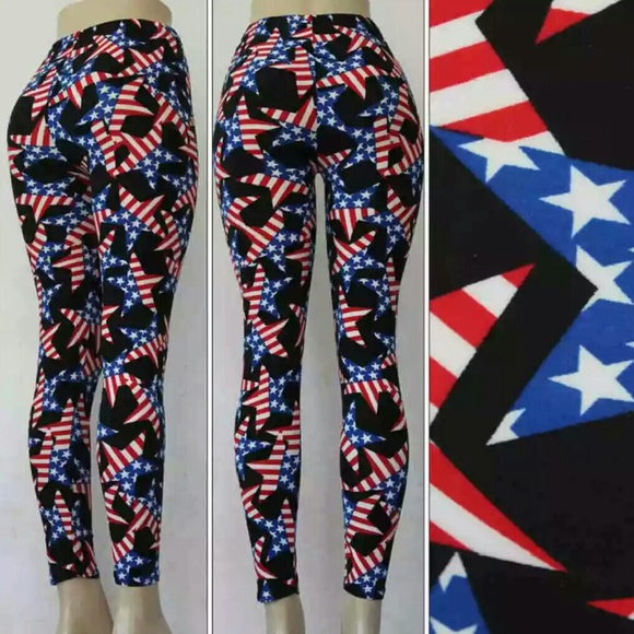 👄NWT Fashion Patriotic Printed Leggings👄 - Picture 2 of 4