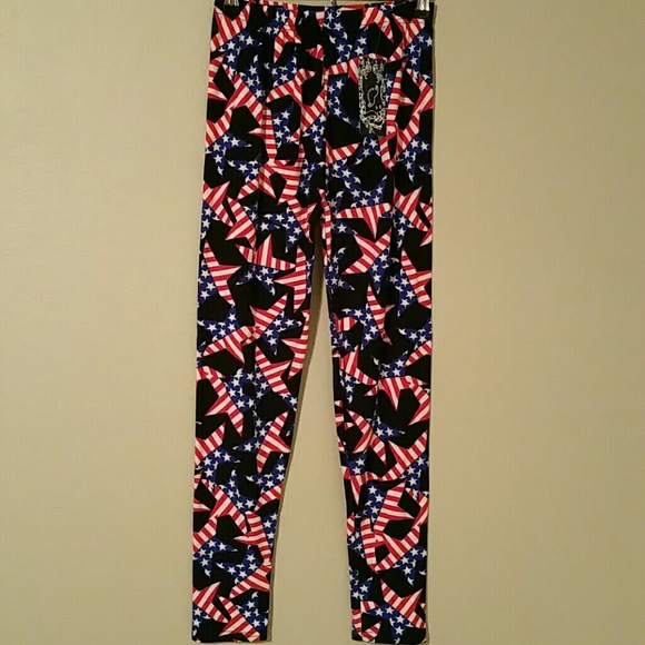 👄NWT Fashion Patriotic Printed Leggings👄 - Picture 3 of 4
