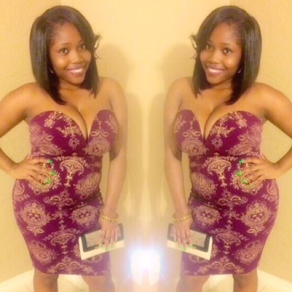 Berry & Gold sweetheart dress