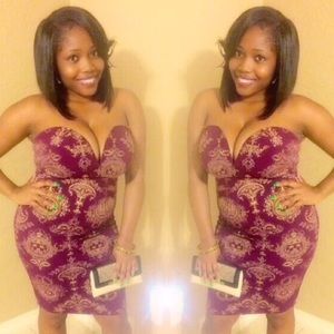 Berry & Gold sweetheart dress