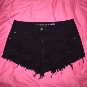 American Eagle black high-waisted shorts
