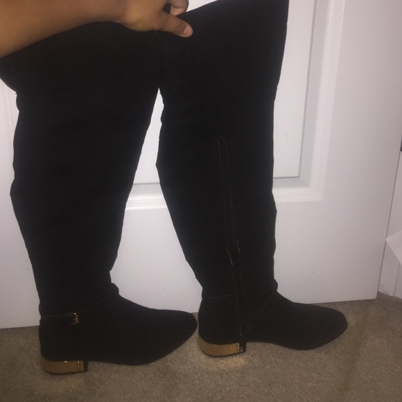 Thigh high suede boots