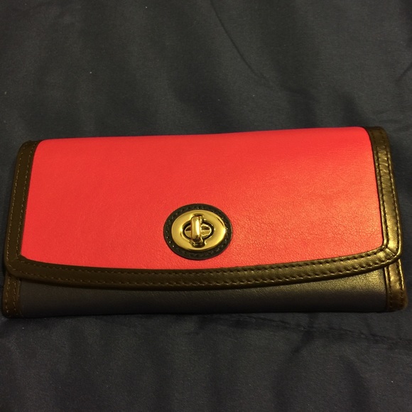 Coach Pink and Navy Blue Color Block Wallet