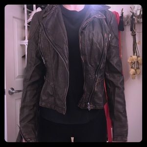 Bronze/brown fitted leather jacket