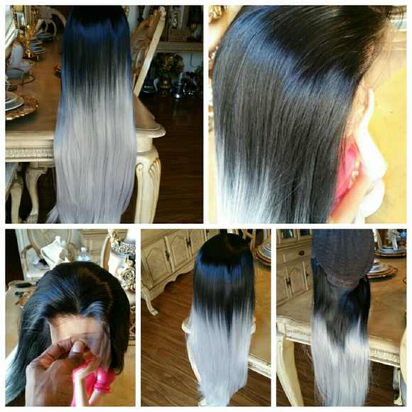Ombre Black Gray Beauty Lace Front  26-28 inches!!