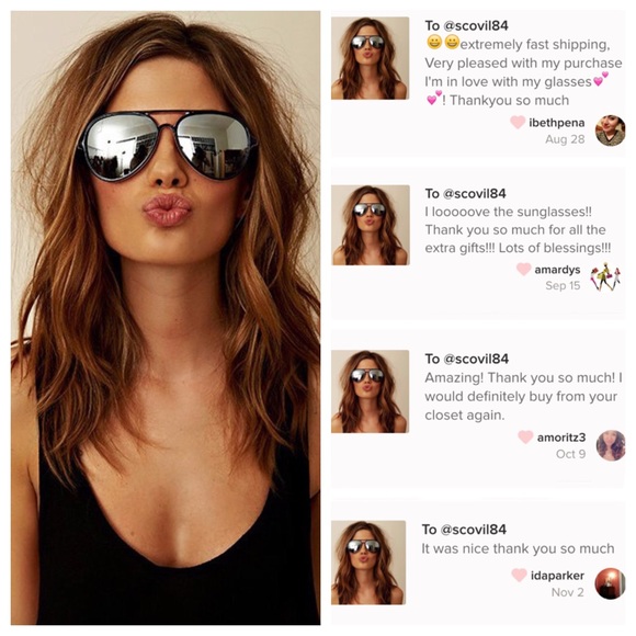 White Mirror Aviator Sunglasses - Picture 3 of 4