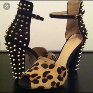 Zara spiked leopard heel sandal