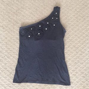 INC one shoulder navy blue tank top size XS