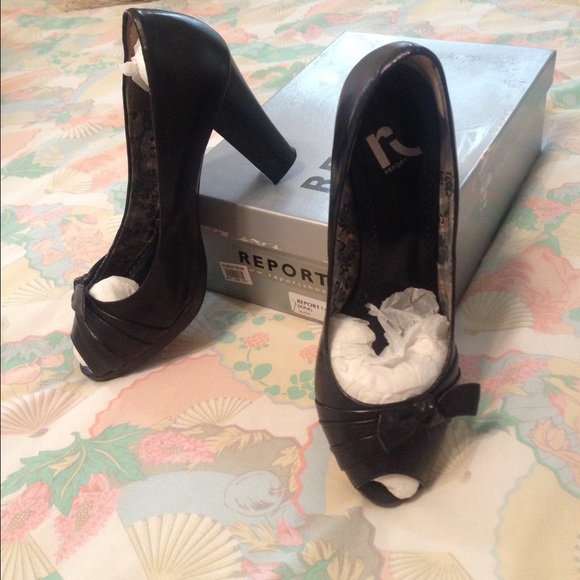 Report platform open toe heels