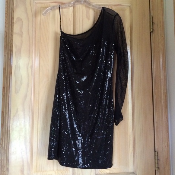 Cheque black sequence evening dress