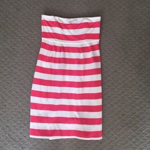GAP strapless dress pink and white stripe