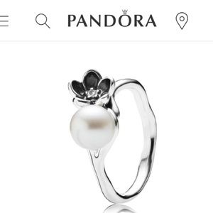 Pandora pearl and flower ring