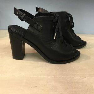 Rag and bone black sling back peep toe heels