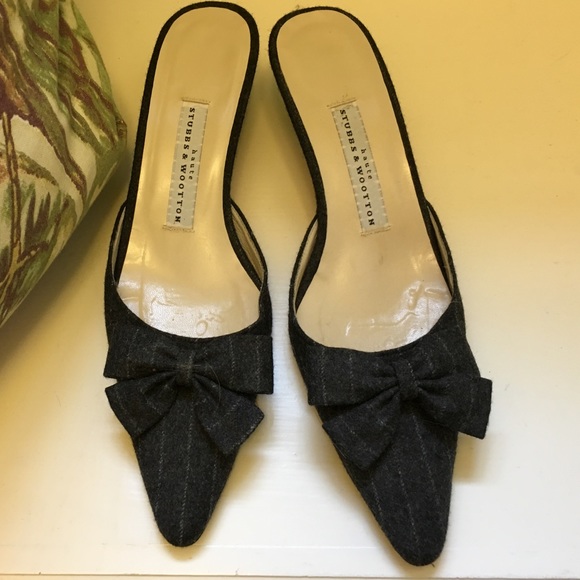 Stubbs & Wootton pinstripe wool flannel mules