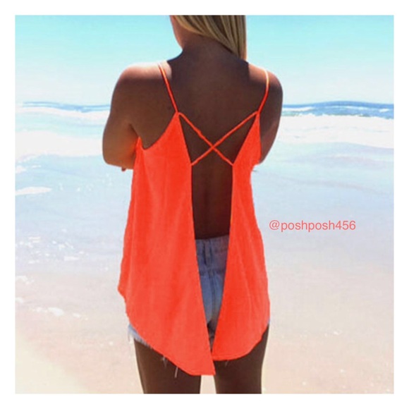 🎉HOST PICK🎉Orange High low open back Top☀️ - Picture 2 of 3