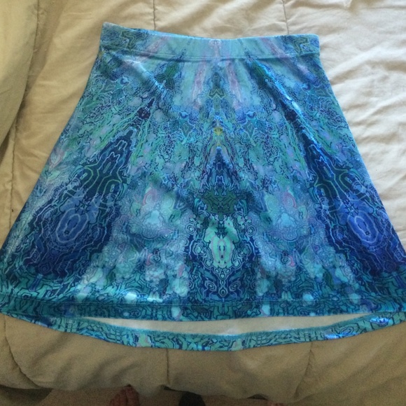 NWOT Liberated Heart blue velvet skirt