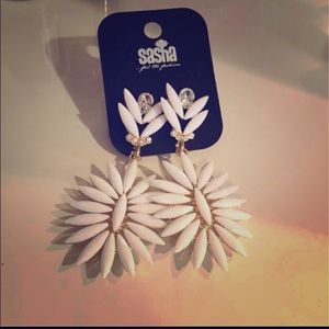 White dangle earrings