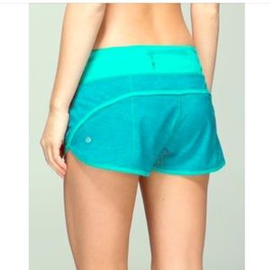 Lululemon Blue Green Speed Shorts- Used- SZ 4
