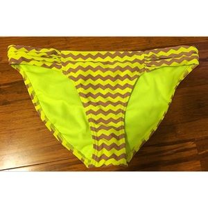 Neon Yellow & Grey Chevron Bikini Bottoms - Small