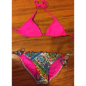 Colorful Paisley/Hot Pink Xhilaration Bikini - S
