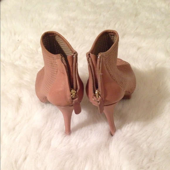 BCBG Tan Leather Stiletto Cutout Booties - Picture 2 of 7
