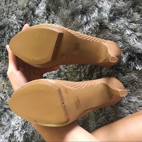 BCBG Tan Leather Stiletto Cutout Booties - Picture 5 of 7