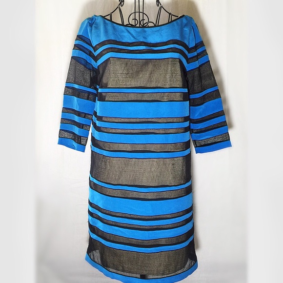ROBERT RODRIGUEZ BLUE & NET DRESS SIZE 2 SMALL - Picture 6 of 7
