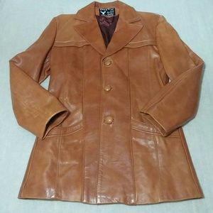 Vintage men's cognac colored leather jacket