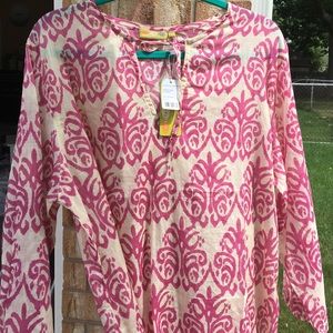 Pink tunic bathing suit cover up