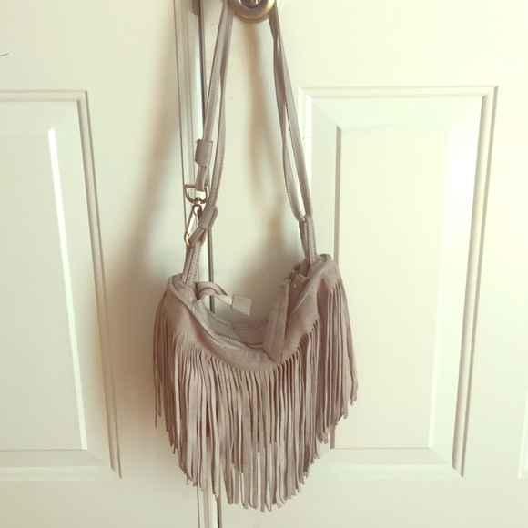 Suede & Leather Tassel Hobo⬜️⬜️