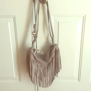 Suede & Leather Tassel Hobo⬜️⬜️