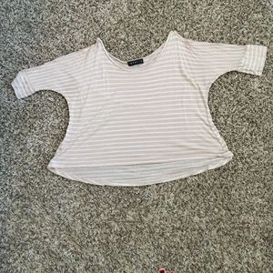 Tan and white stripped crop top