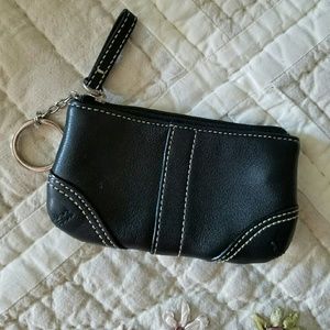 Black leather genuine Coach change purse wallet