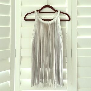 Zara Leather Fringe Top