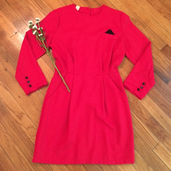 Red Vintage Dress with Pockets