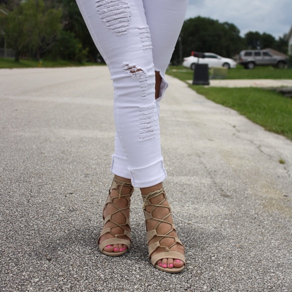 Shoes - Hour sale Nude lace up sandals