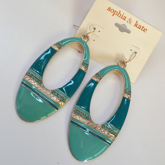 Sale💕 Sophia & Kate hoop teal blue gold earrings