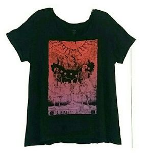 Torrid 3 Lovers Black T-Shirt Tarot Card Skeletons