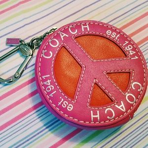 Pink Coach Coin Purse Keychain